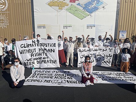 Pictured: Silent human rights protest at COP27